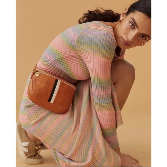 Anthropologie Daily Practice Striped Sweater Dress Maxi Colorful Boat Neck L - Picture 6 of 16